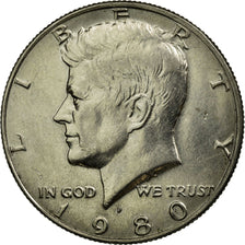 Coin, United States, Kennedy Half Dollar, Half Dollar, 1980, U.S. Mint