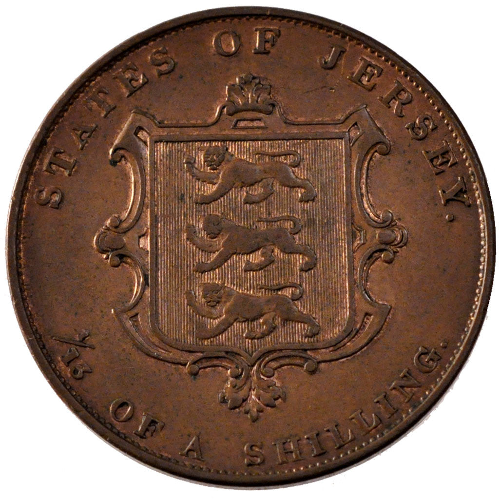 JERSEY, 1/13 Shilling, 1841, KM #3, AU(50-53), Copper, 17.34