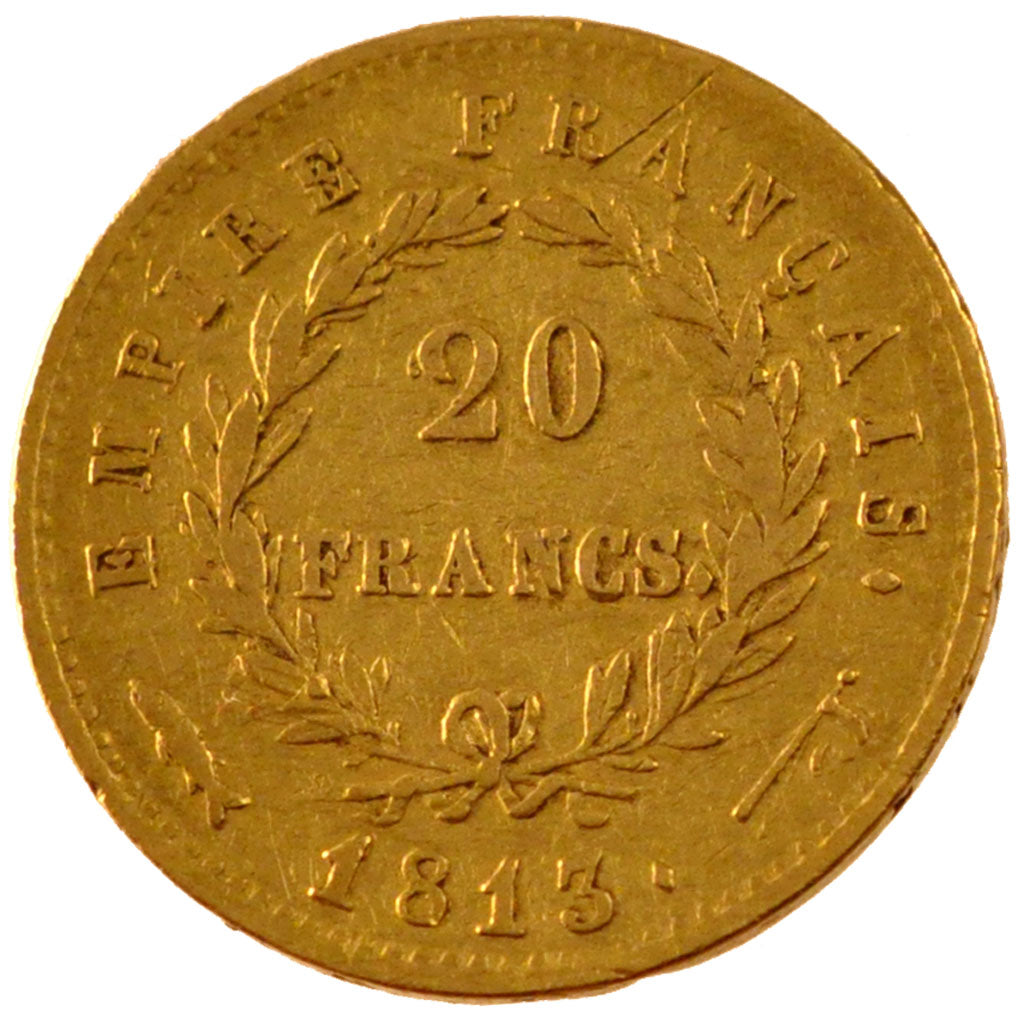 FRANCE, Napoléon I, 20 Francs, 1813, Utrecht, KM #695.11, VF(30-35), Gold, G...