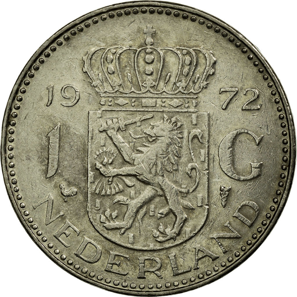 Moneda, Países Bajos, Juliana, Gulden, 1972, BC+, Níquel, KM:184a
