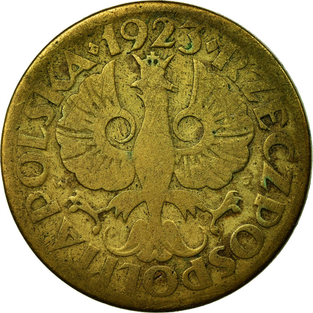 Moneda, Polonia, 5 Groszy, 1923, BC+, Latón, KM:10