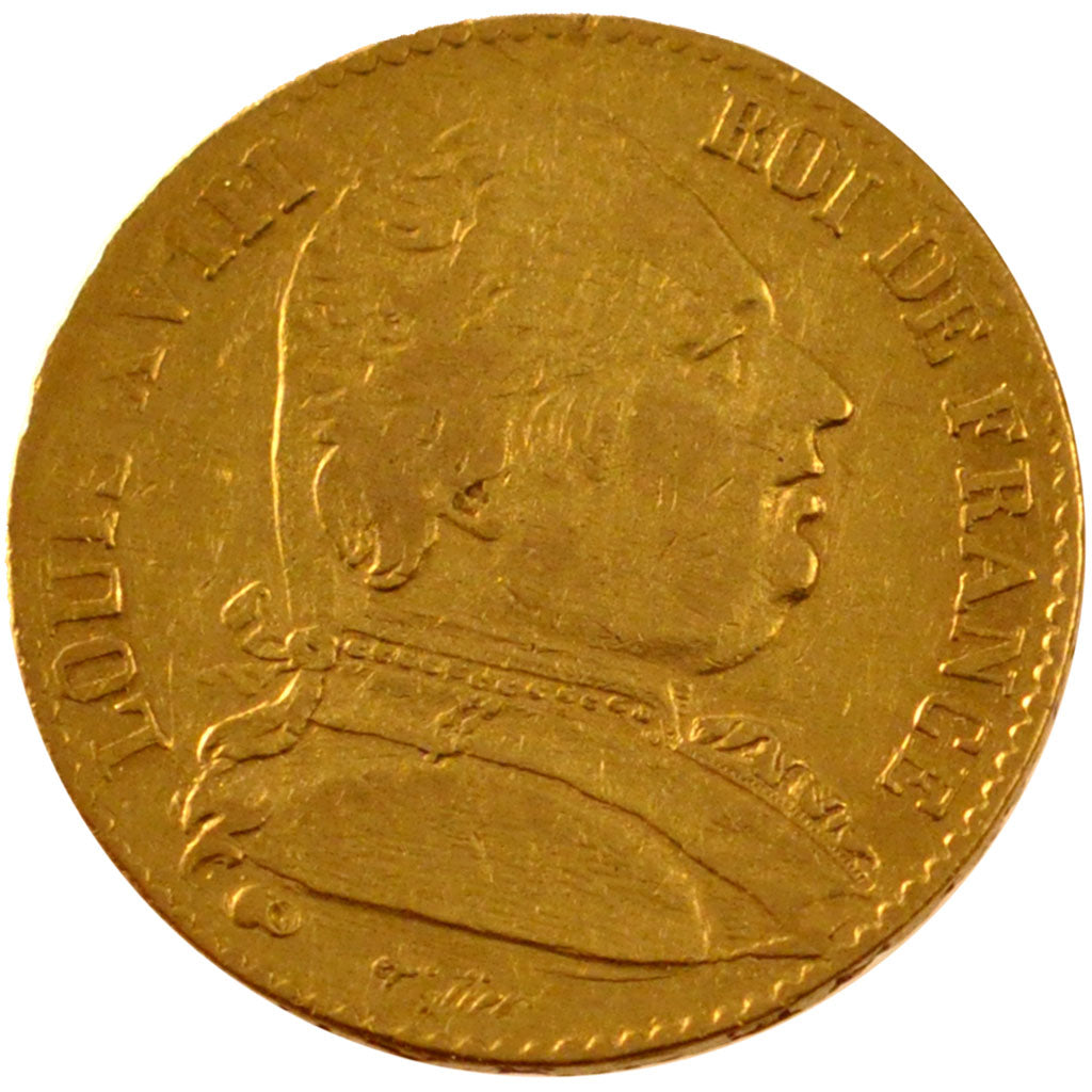 Francia, Louis XVIII, Louis XVIII, 20 Francs, 1814, Bayonne, MB+, Oro, KM:706...