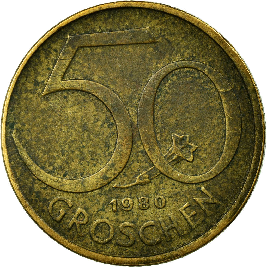 Moneta, Austria, 50 Groschen, 1980, MB+, Alluminio-bronzo, KM:2885