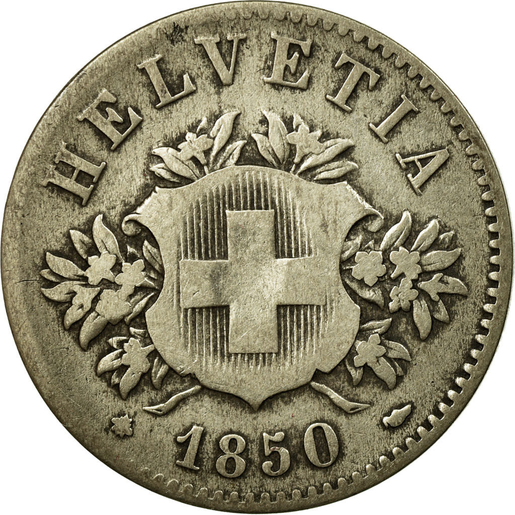 Coin, Switzerland, 20 Rappen, 1850, Bern, VF(30-35), Billon, KM:7