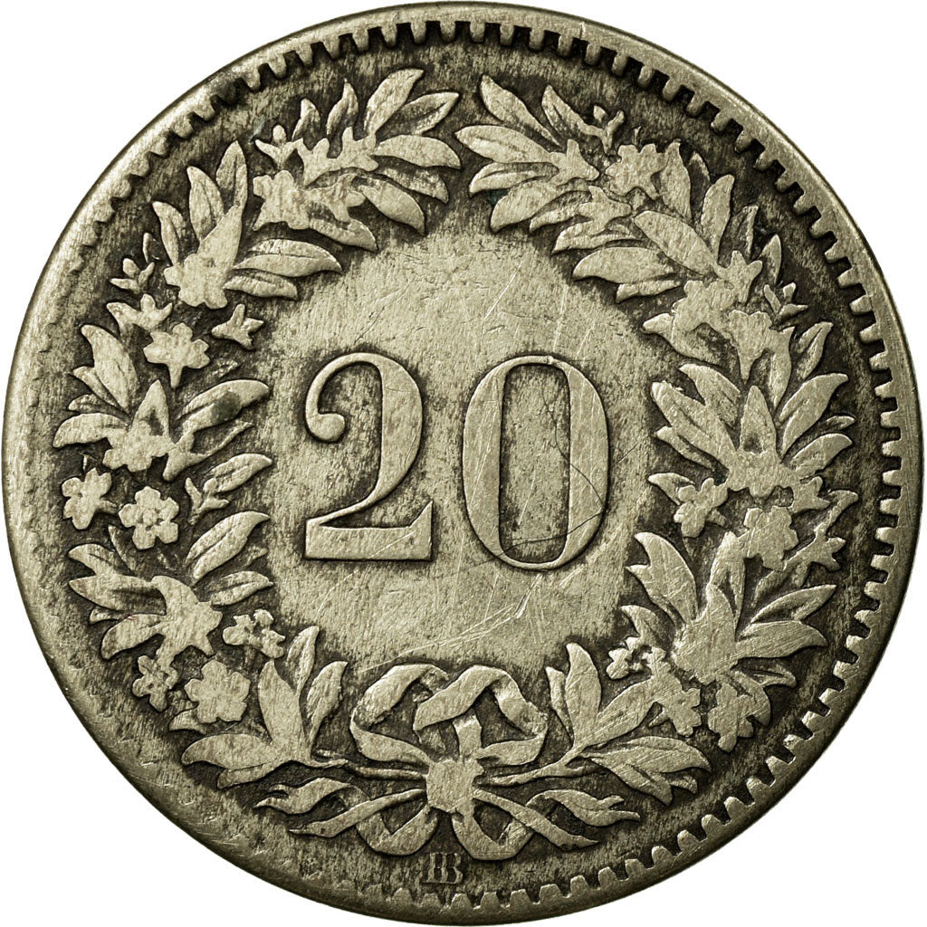 Coin, Switzerland, 20 Rappen, 1850, Bern, VF(30-35), Billon, KM:7