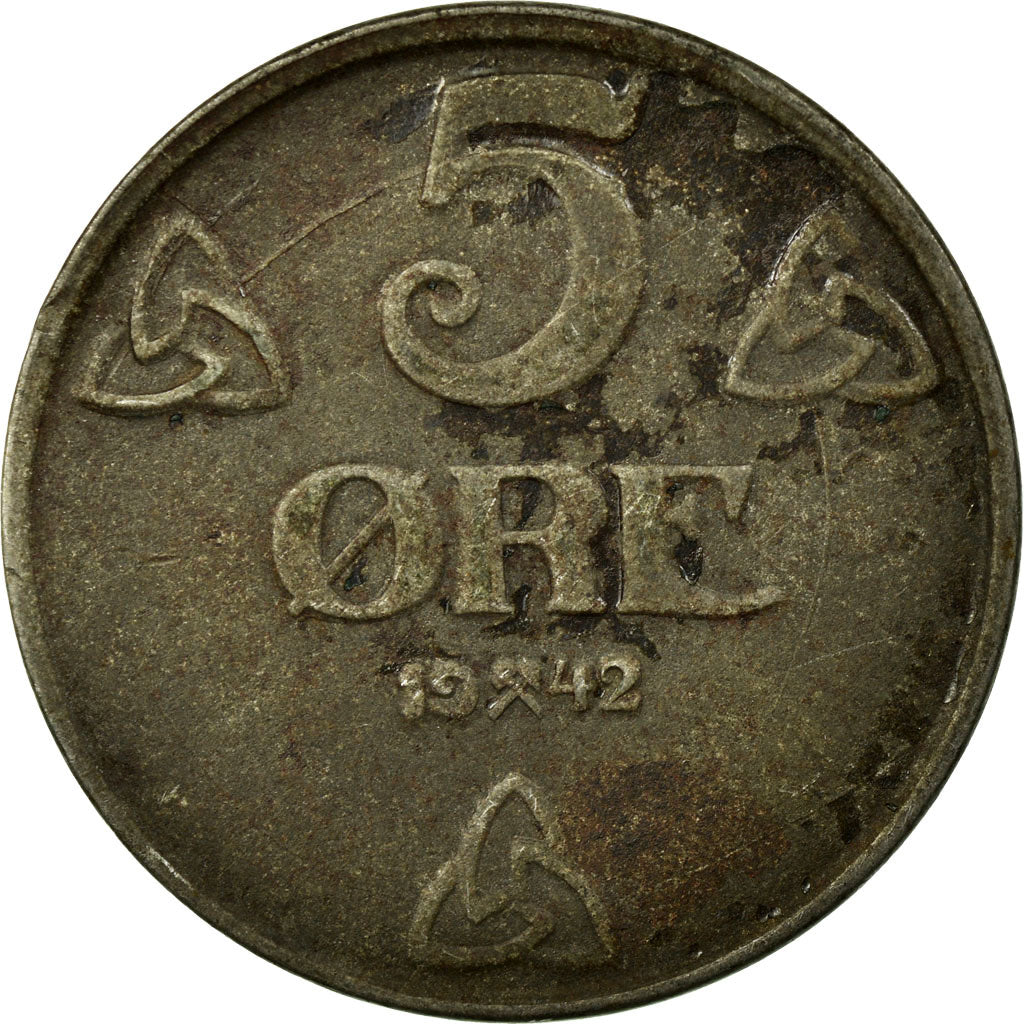 Coin, Norway, Haakon VII, 5 Öre, 1942, VF(30-35), Iron, KM:388