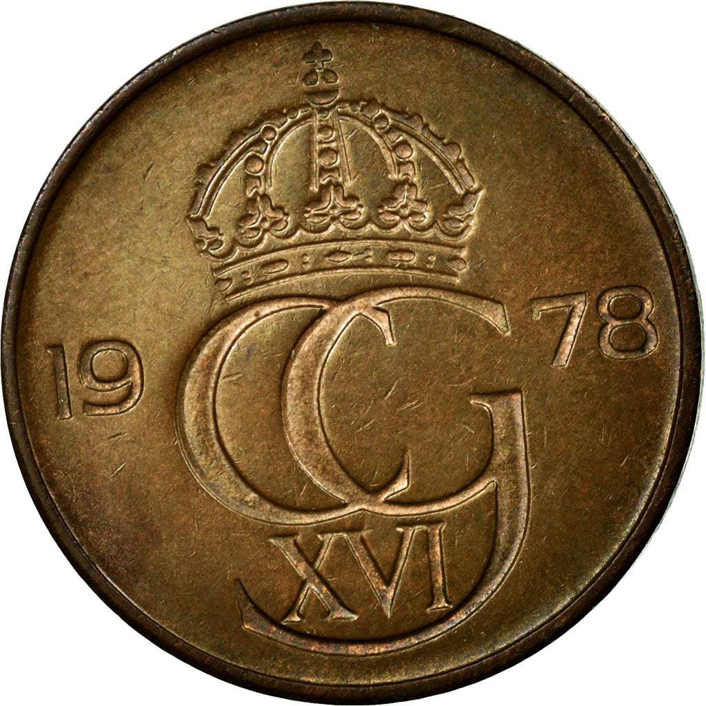 Moneta, Svezia, Carl XVI Gustaf, 5 Öre, 1978, MB+, Bronzo, KM:849