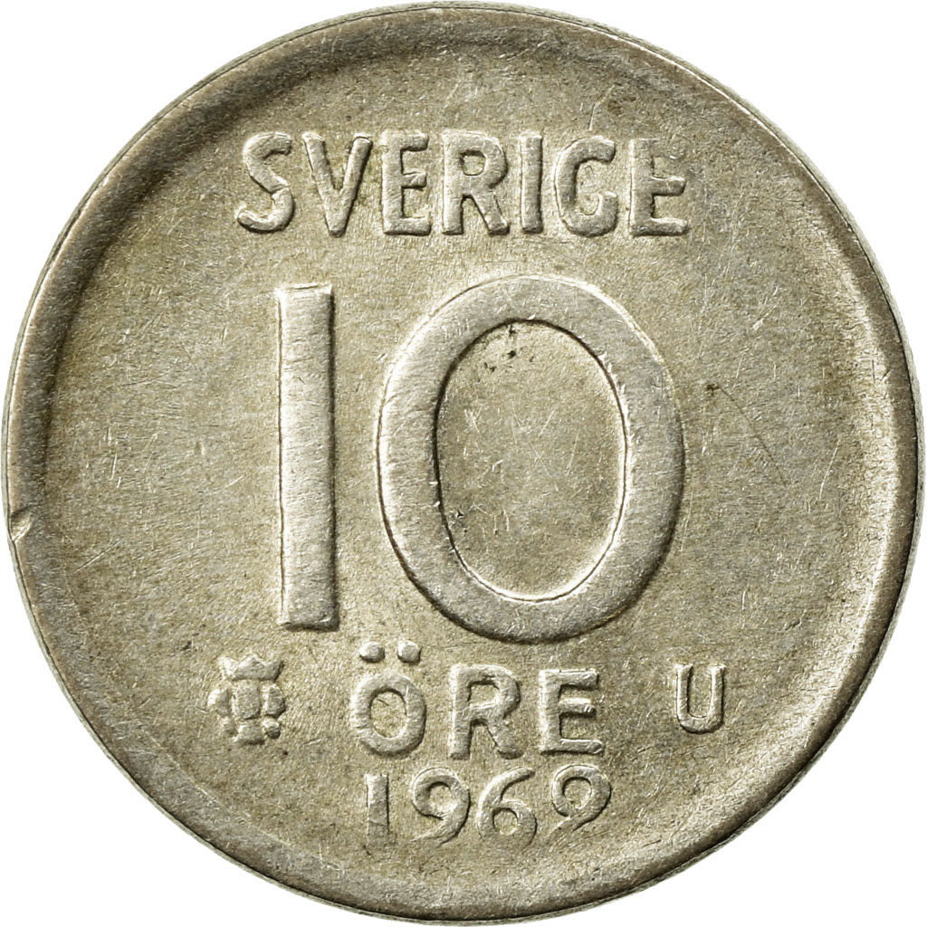 Coin, Sweden, Gustaf VI, 10 Öre, 1962, VF(30-35), Silver, KM:823