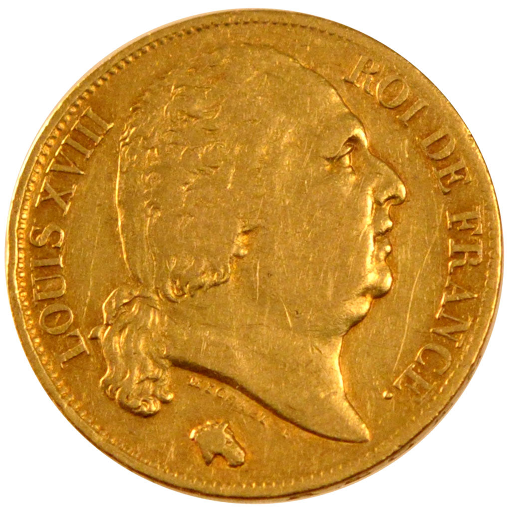 FRANCE, Louis XVIII, 20 Francs, 1819, Lille, KM #712.9, EF(40-45), Gold,...