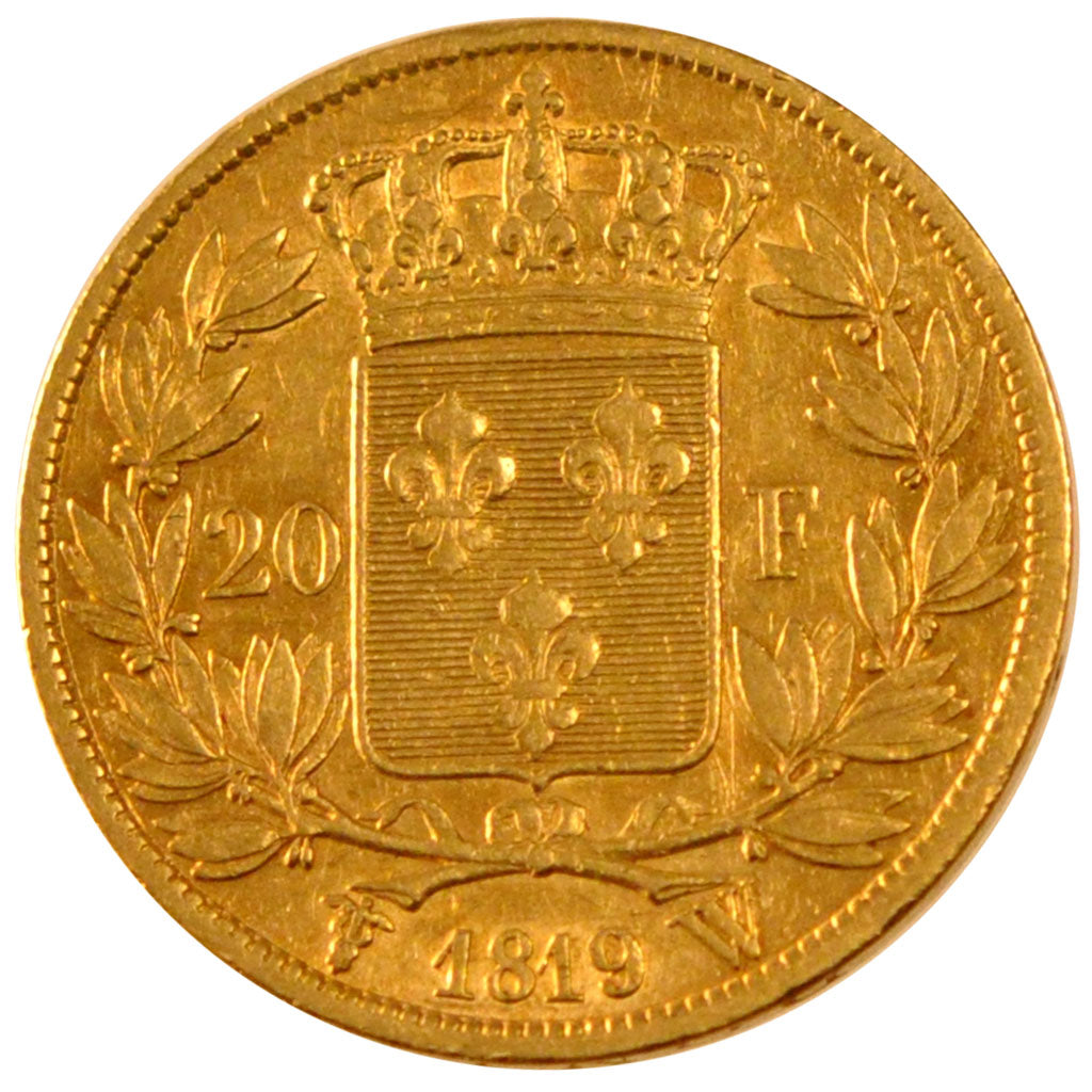 FRANCE, Louis XVIII, 20 Francs, 1819, Lille, KM #712.9, EF(40-45), Gold,...