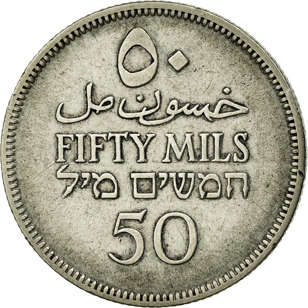 Coin, Palestine, 50 Mils, 1927, EF(40-45), Silver, KM:6