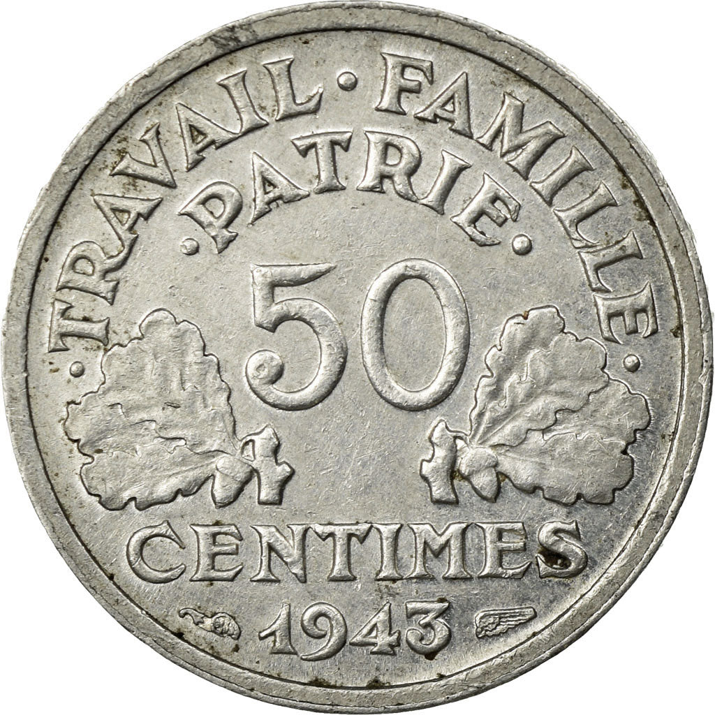 Coin, France, Bazor, 50 Centimes, 1943, Paris, EF(40-45), Aluminum, KM:914.4