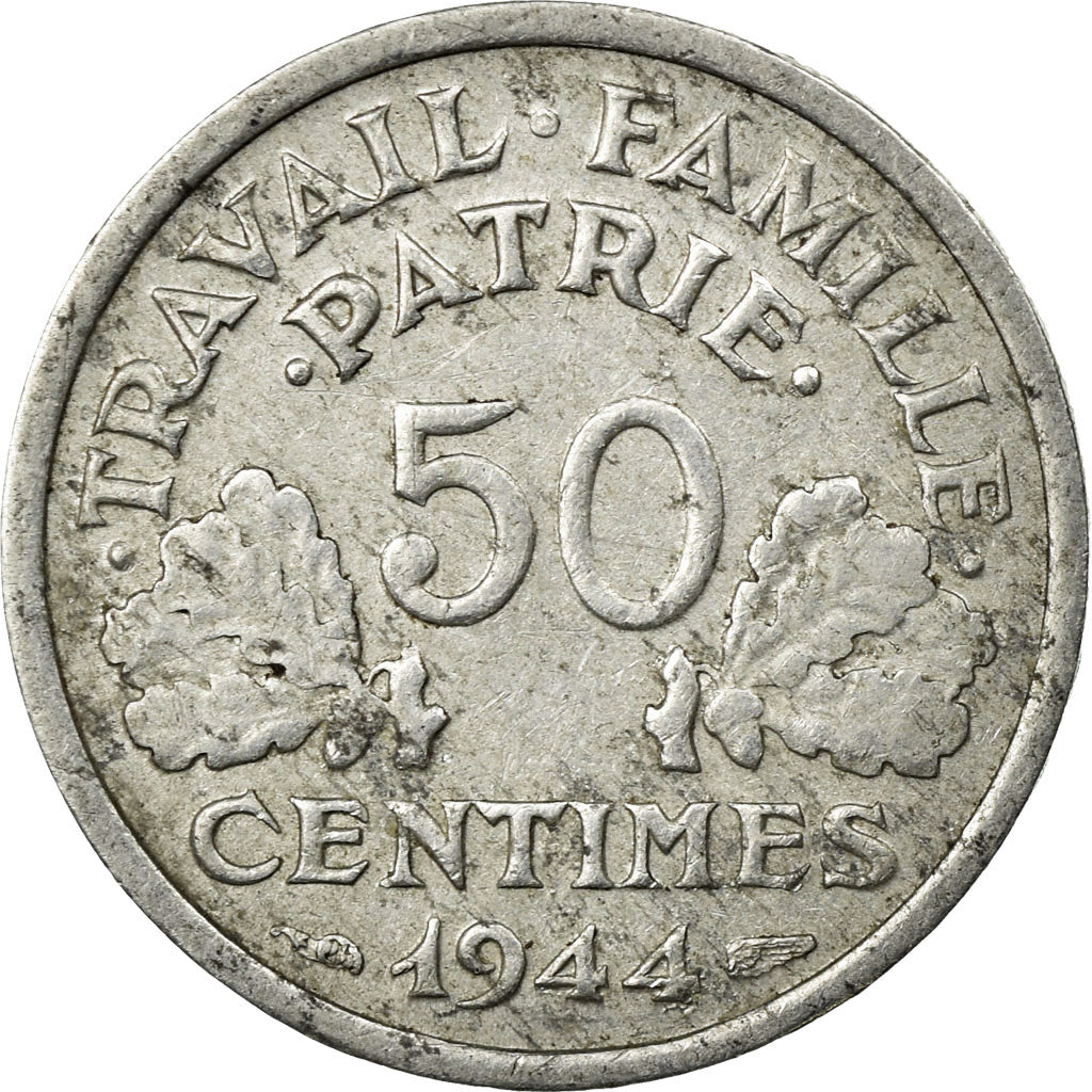 Coin, France, Bazor, 50 Centimes, 1944, Castelsarrasin, VF(20-25), Aluminum