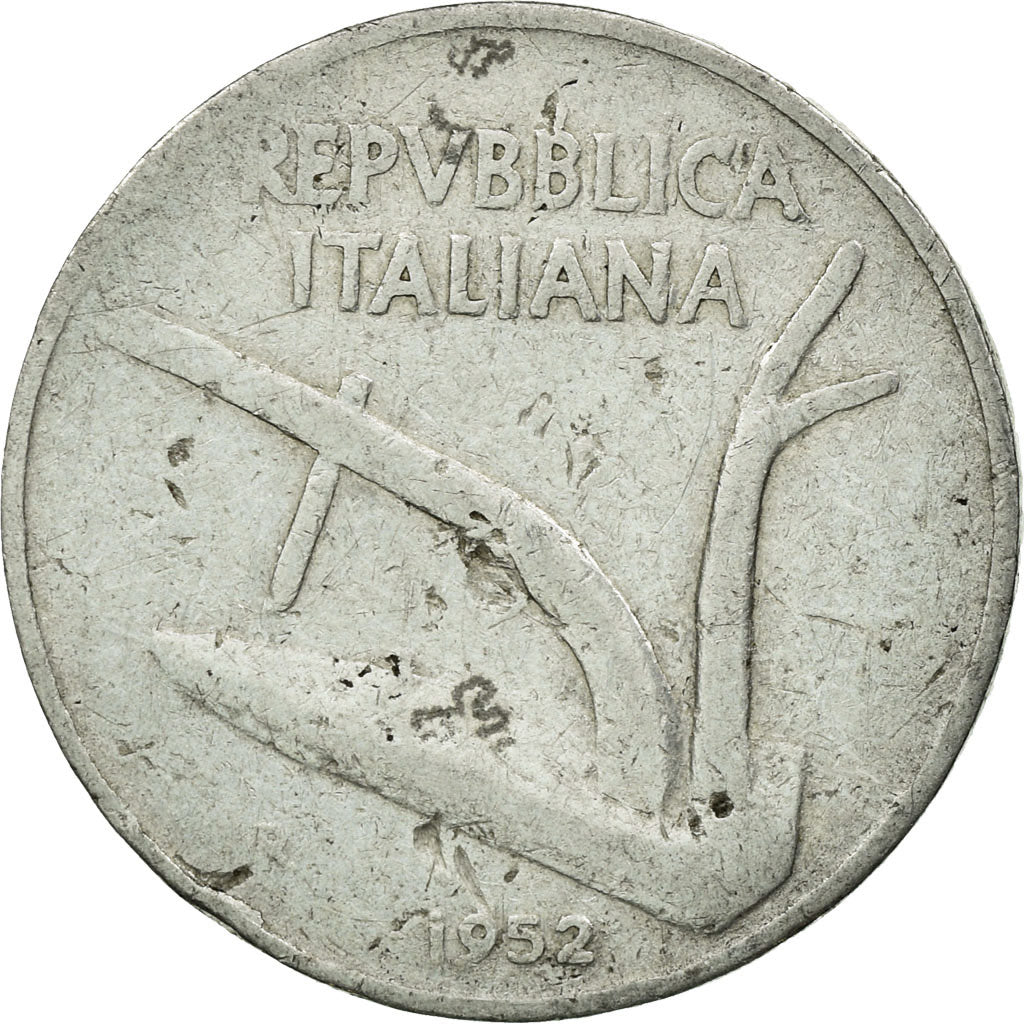 Moneda, Italia, 10 Lire, 1952, Rome, BC, Aluminio, KM:93