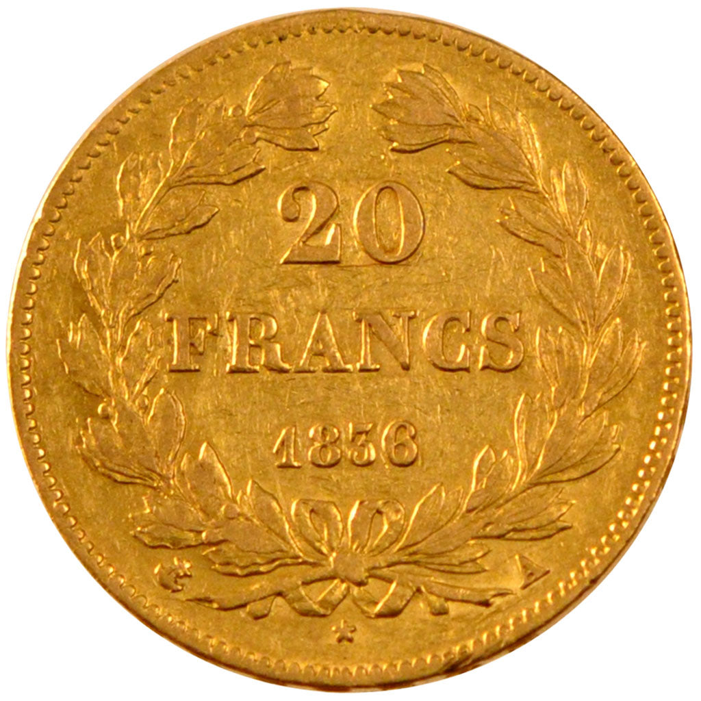 FRANCE, Louis-Philippe, 20 Francs, 1836, Paris, KM #750.1, EF(40-45), Gold,...