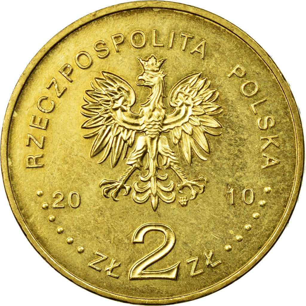 Moneda, Polonia, City of Trzemeszno, 2 Zlote, 2010, MBC, Latón, KM:752
