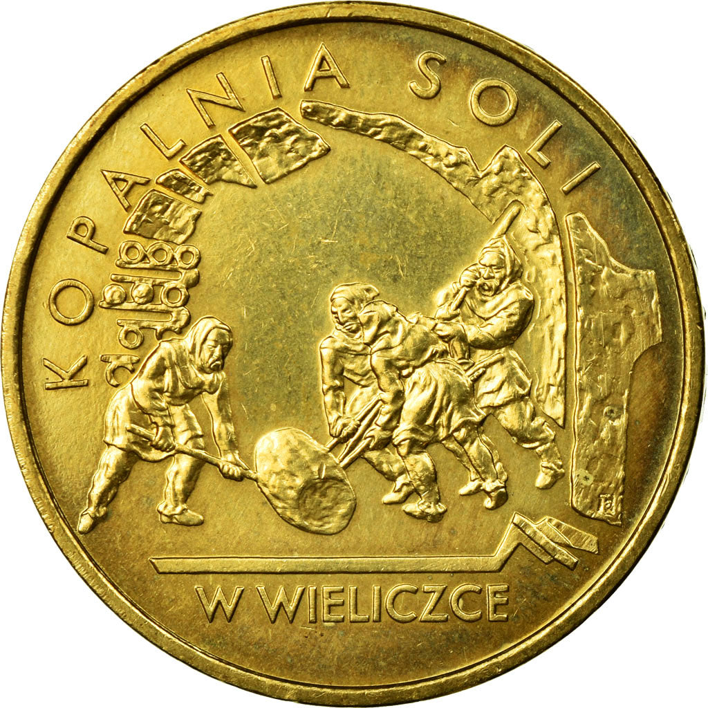 Münze, Polen, Wieliczka Salt Mine, 2 Zlote, 2001, Warsaw, SS, Messing, KM:408
