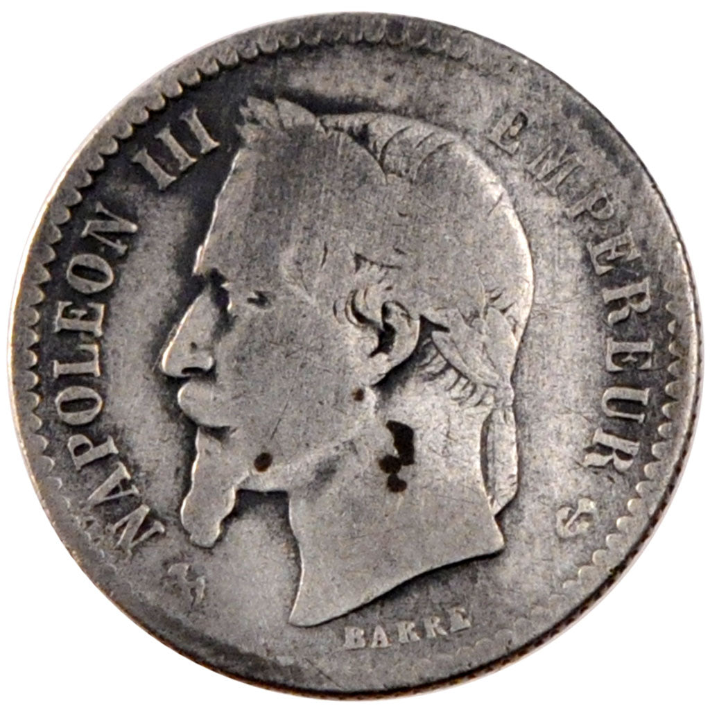 FRANCE, Napoléon III, 50 Centimes, 1864, Bordeaux, KM #814.3, VG(8-10), Silver,