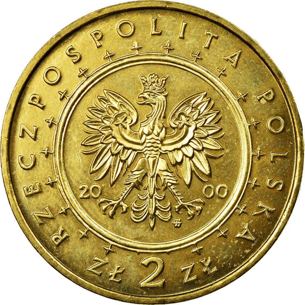 Coin, Poland, 2 Zlote, 2000, Warsaw, EF(40-45), Brass, KM:390