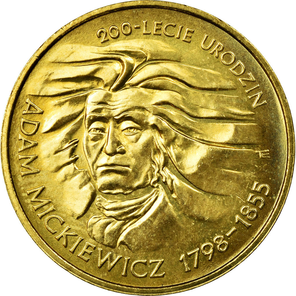 Coin, Poland, 200th Birthday - Adam Mickiewicz, 2 Zlote, 1998, Warsaw