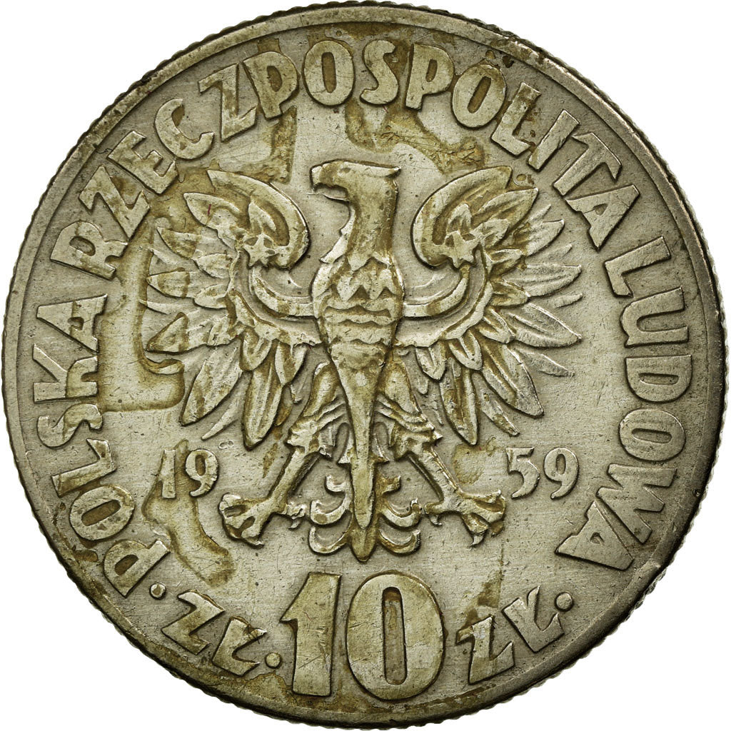 Coin, Poland, 10 Zlotych, 1959, Warsaw, VF(30-35), Copper-nickel, KM:51