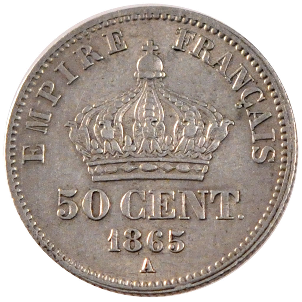 Francia, Napoleon III, Napoléon III, 50 Centimes, 1865, Paris, BB, Argento,...