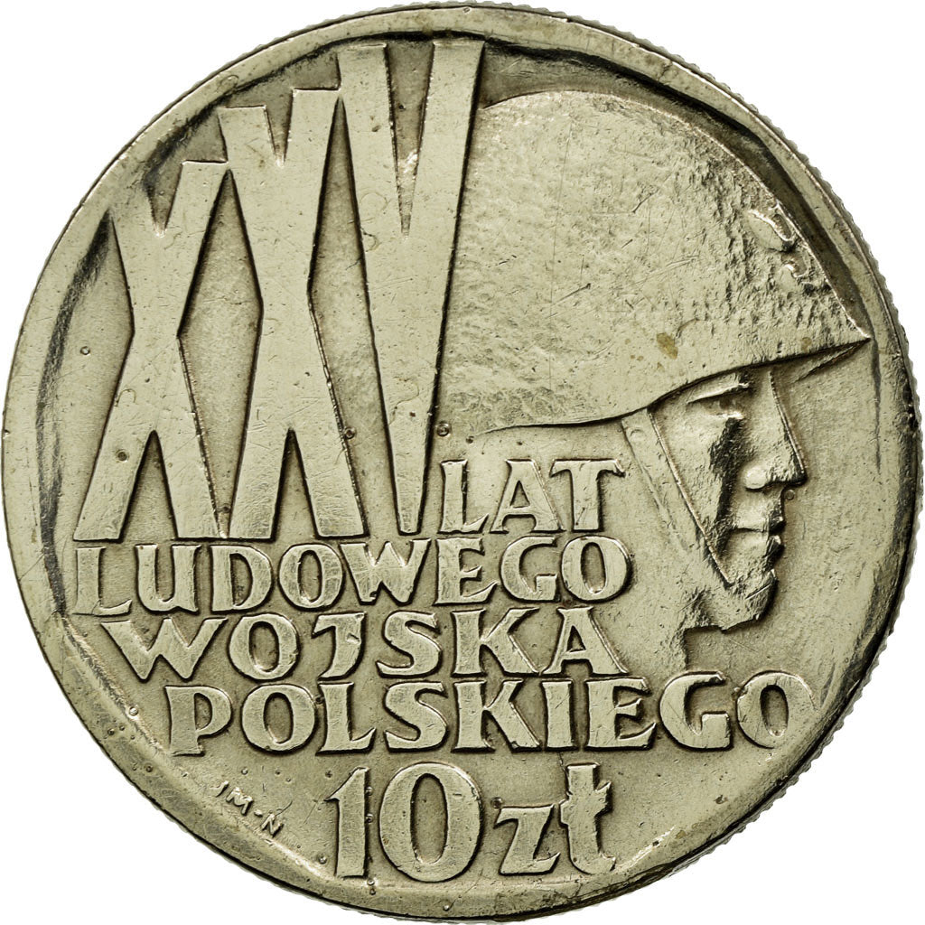 Moneta, Polonia, 25th Anniversary - Peoples Army, 10 Zlotych, 1968, Warsaw, MB+
