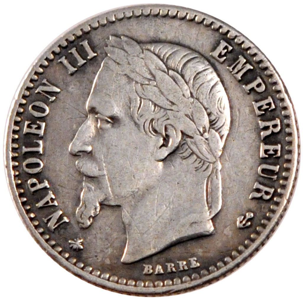 FRANCE, Napoléon III, 50 Centimes, 1867, Paris, KM #814.1, VF(30-35), Silver, 18