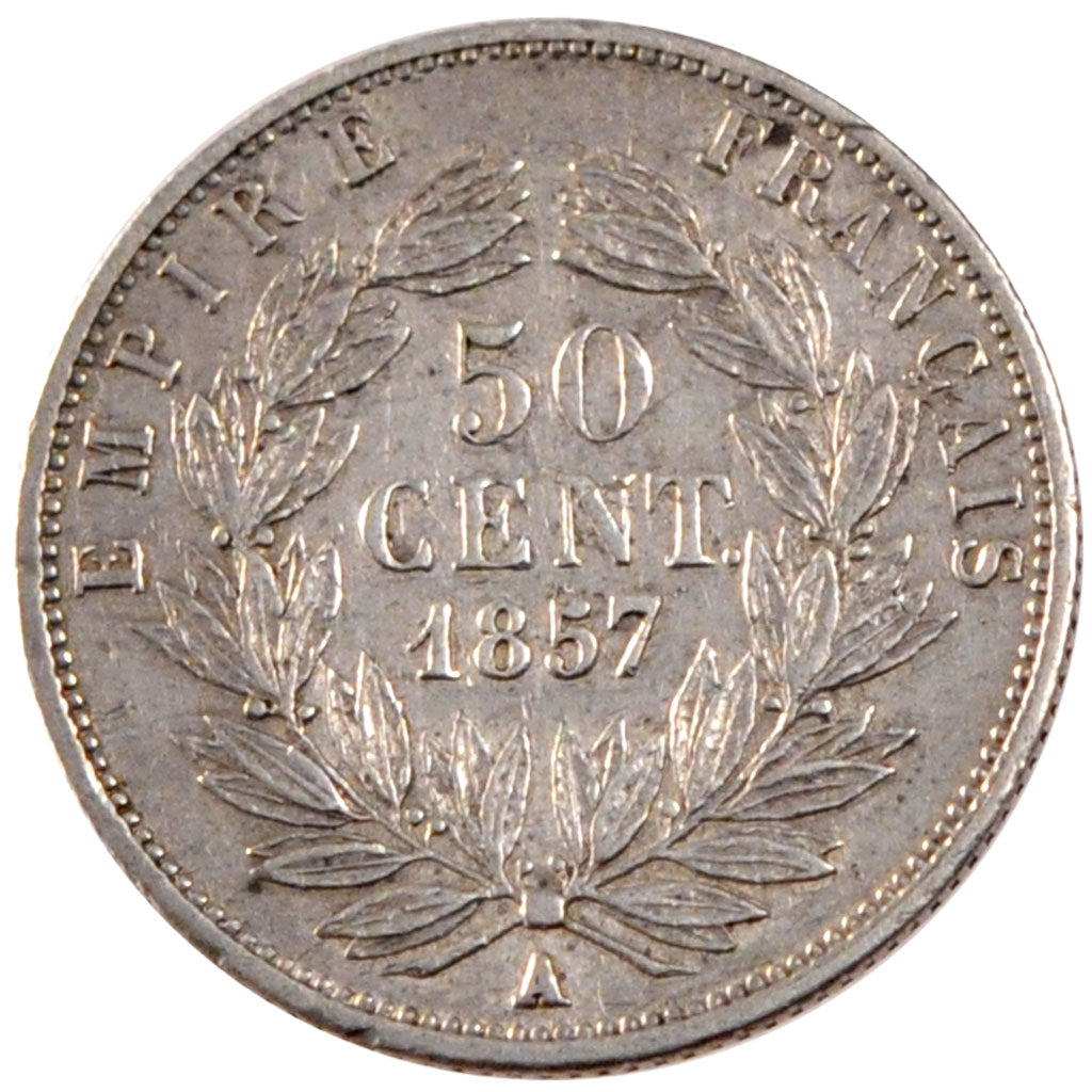Francia, 50 Centimes, 1857, Paris, BB, Argento, Gadoury:414
