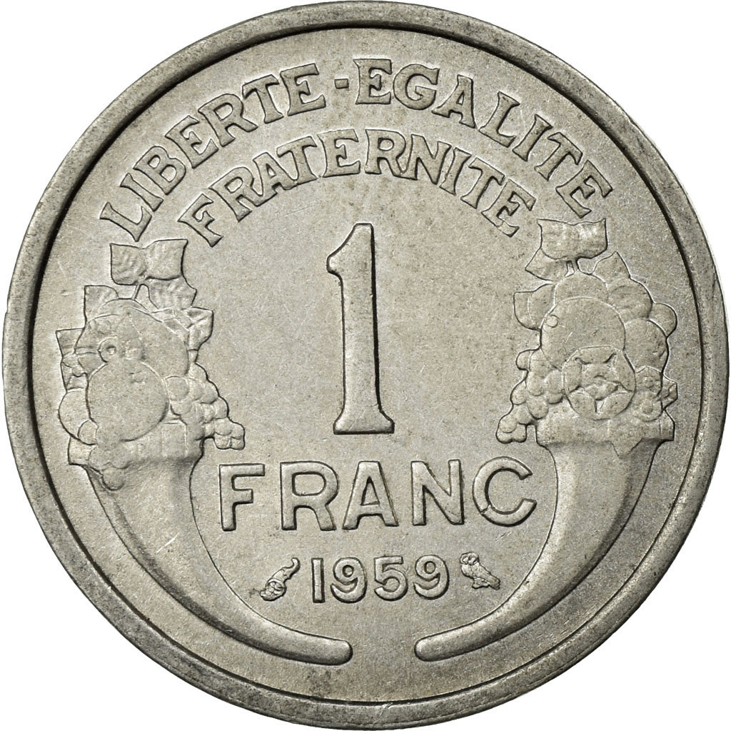 Moneda, Francia, Morlon, Franc, 1959, MBC, Aluminio, KM:885a.1, Gadoury:473c