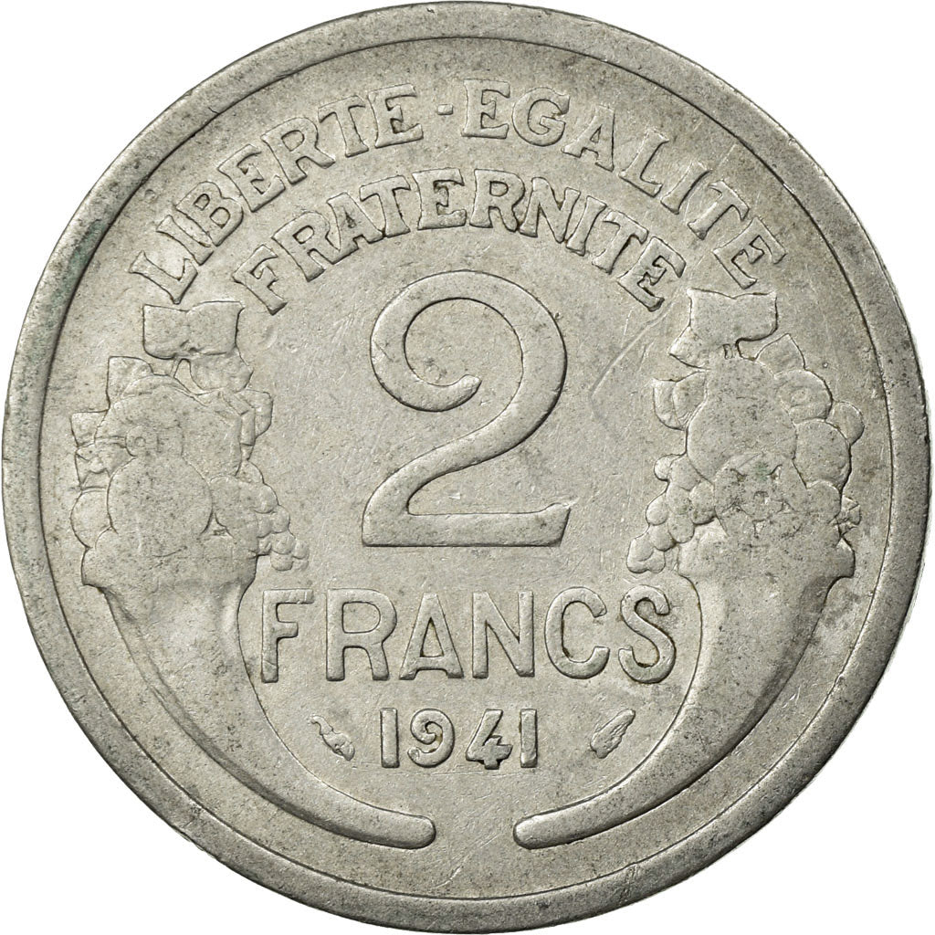 Munten, Frankrijk, Morlon, 2 Francs, 1941, FR+, Aluminium, KM:886a.1