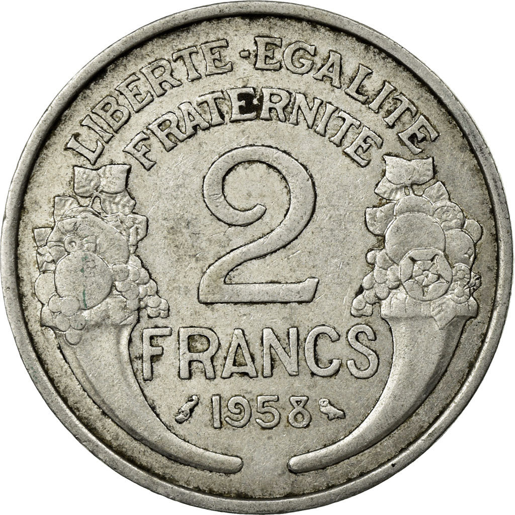 Münze, Frankreich, Morlon, 2 Francs, 1958, SS, Aluminium, KM:886a.1