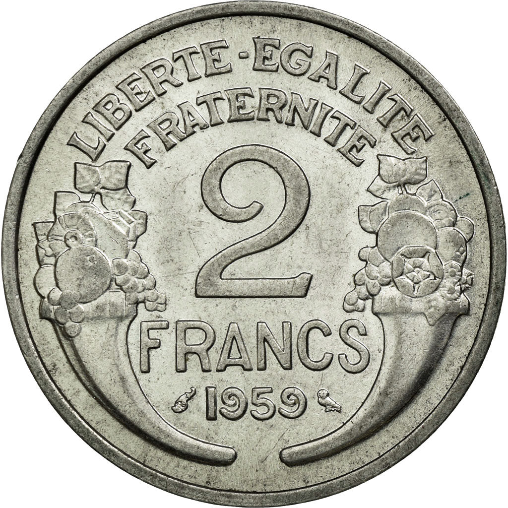 Moneda, Francia, Morlon, 2 Francs, 1959, EBC, Aluminio, KM:886a.1, Gadoury:538c