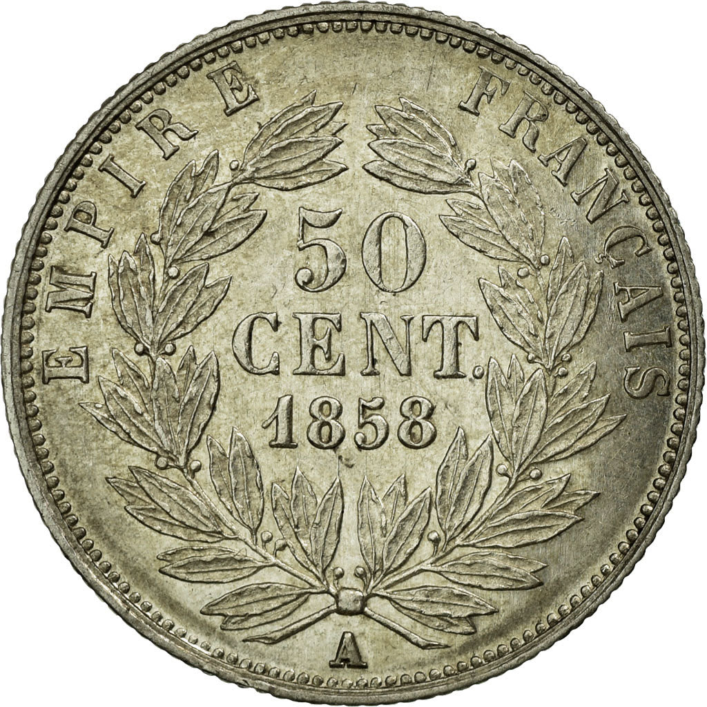 Moneta, Francja, Napoleon III, Napoléon III, 50 Centimes, 1858, Paris