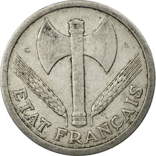 Moneda, Francia, Bazor, 2 Francs, 1944, Castelsarrasin, MBC, Aluminio, KM:904.3