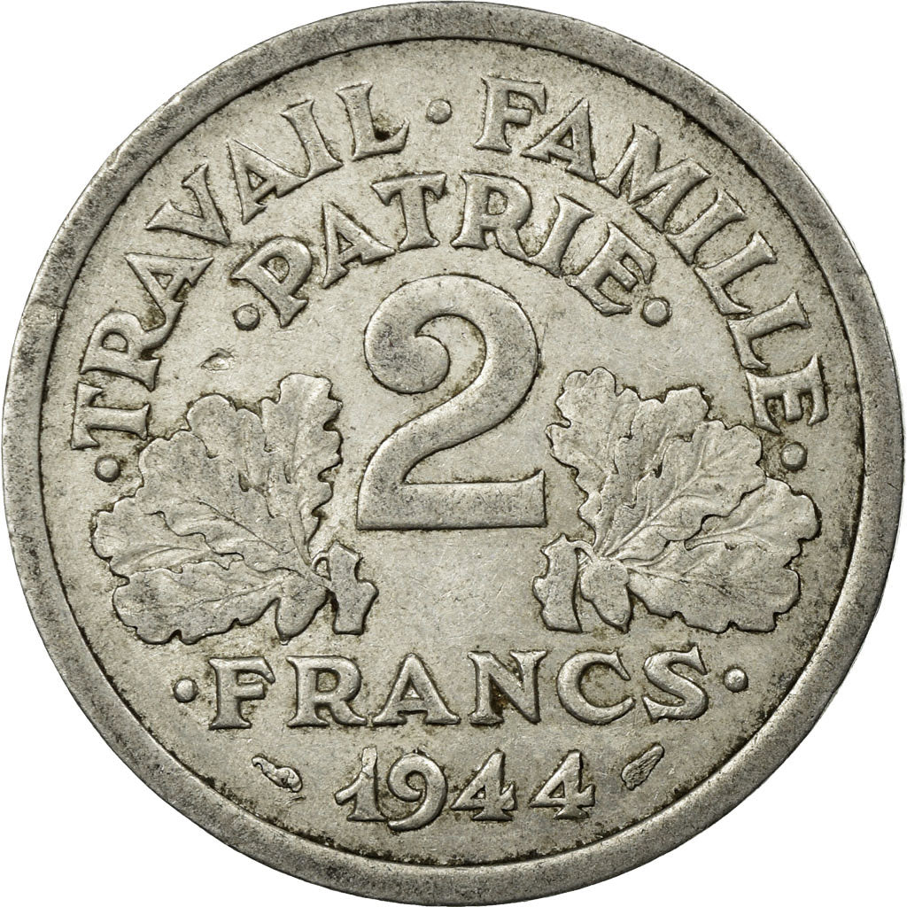 Coin, France, Bazor, 2 Francs, 1944, Castelsarrasin, EF(40-45), Aluminum