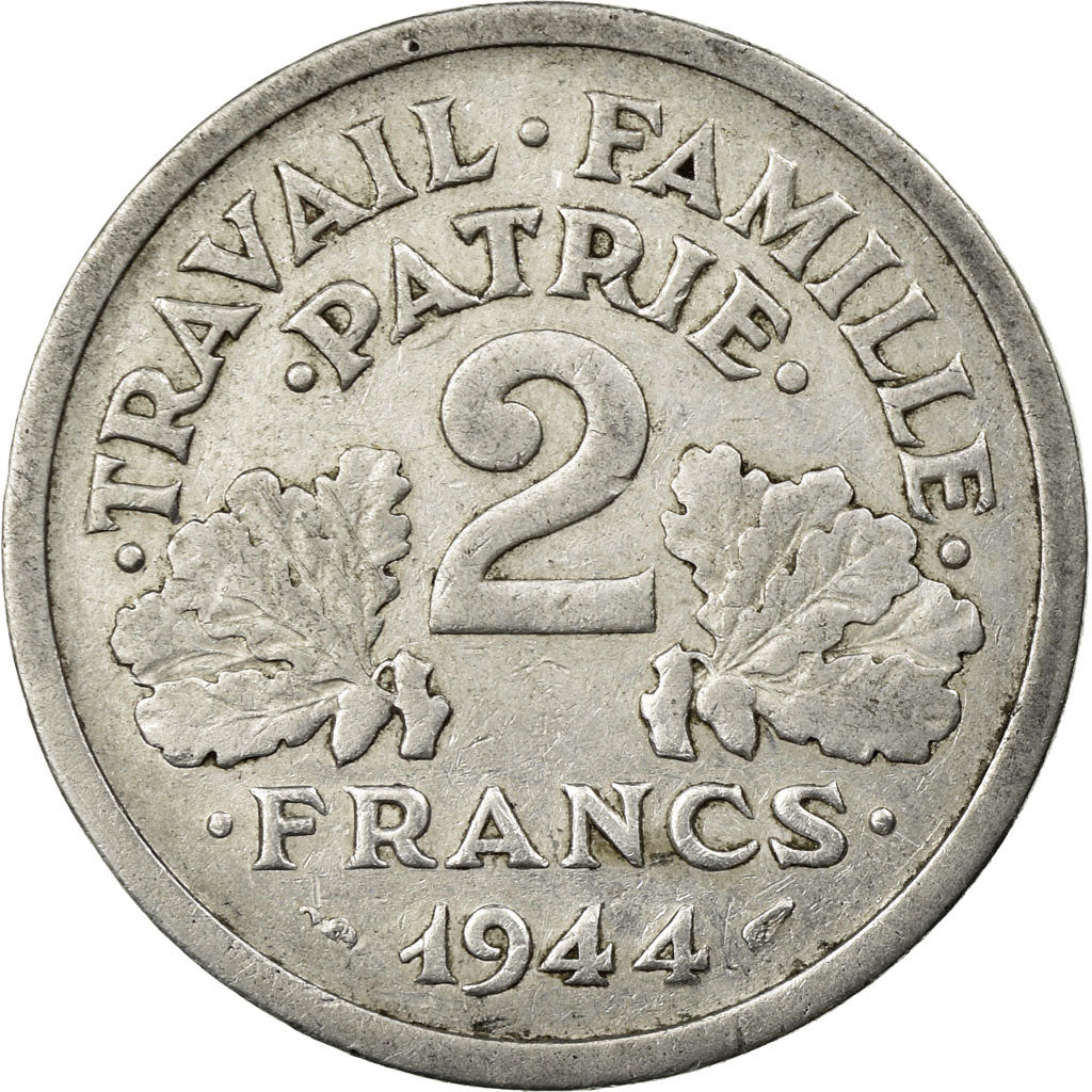 Coin, France, Bazor, 2 Francs, 1944, Beaumont - Le Roger, EF(40-45), Aluminum