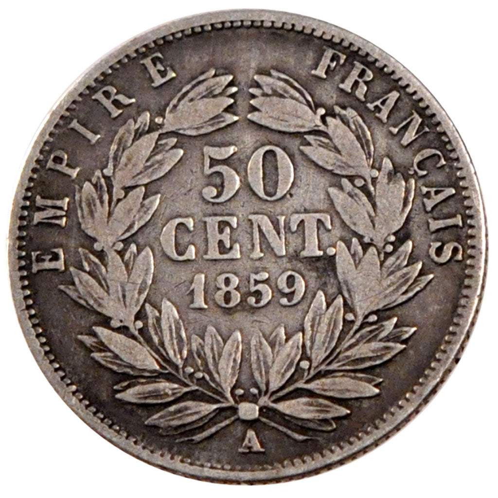 Second Empire, 50 Centimes Napoléon III tête nue