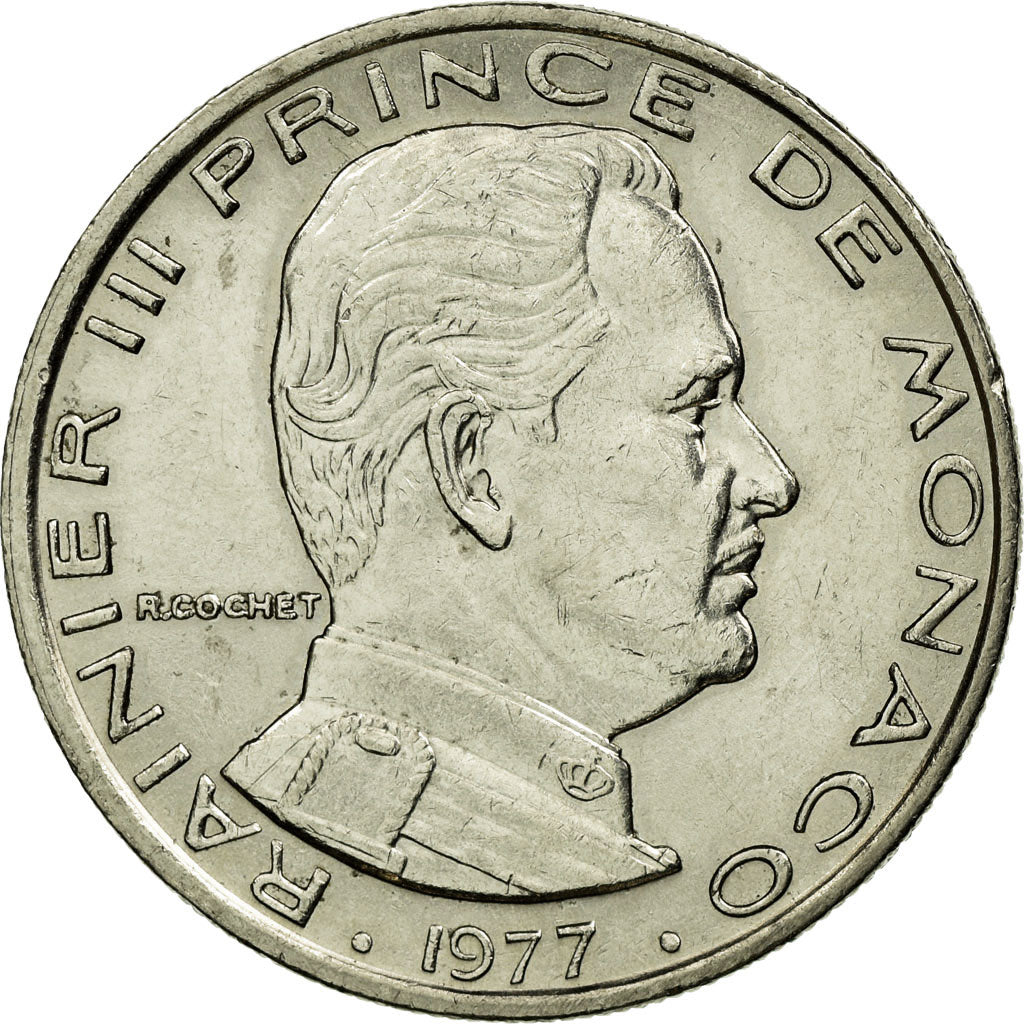 Moneta, Monaco, Rainier III, Franc, 1977, EF(40-45), Nikiel, KM:140, Gadoury:MC