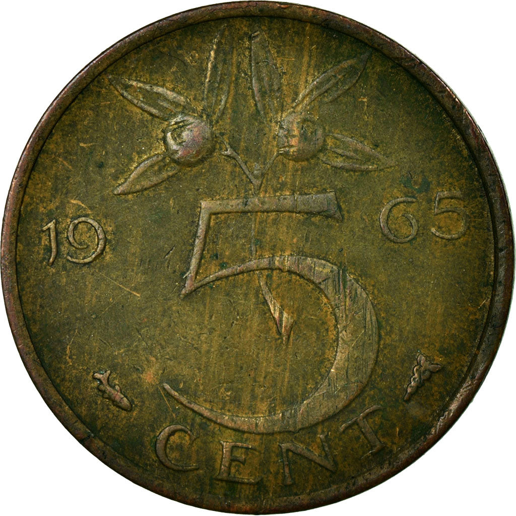 Coin, Netherlands, Juliana, 5 Cents, 1965, VF(30-35), Bronze, KM:181