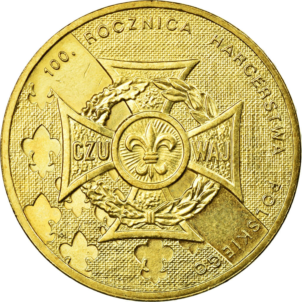 Coin, Poland, Polish Scouting Centennial, 2 Zlote, 2010, Warsaw, EF(40-45)