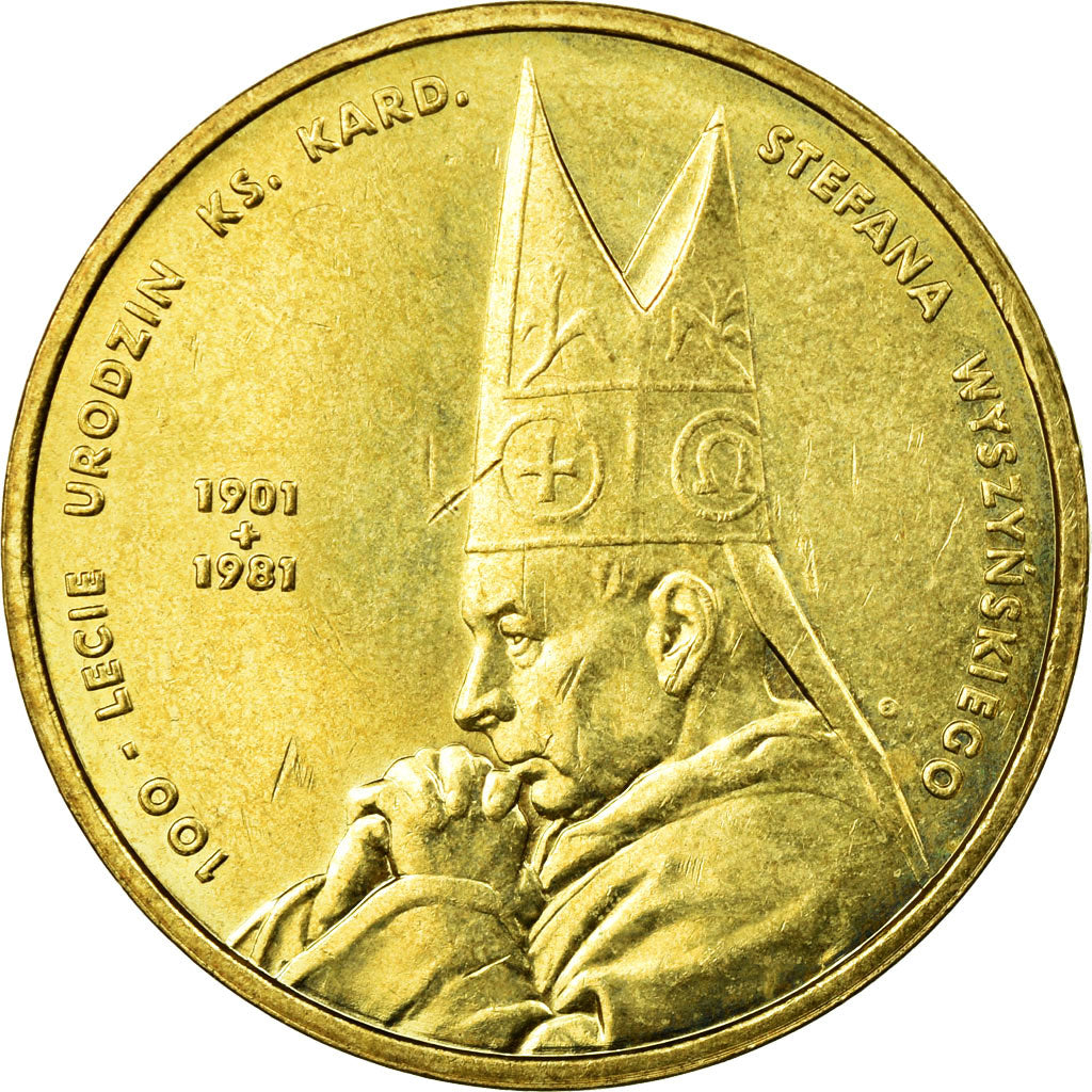 Moneda, Polonia, Cardinal Stefan Wyszynski, 2 Zlote, 2001, Warsaw, BC+, Latón
