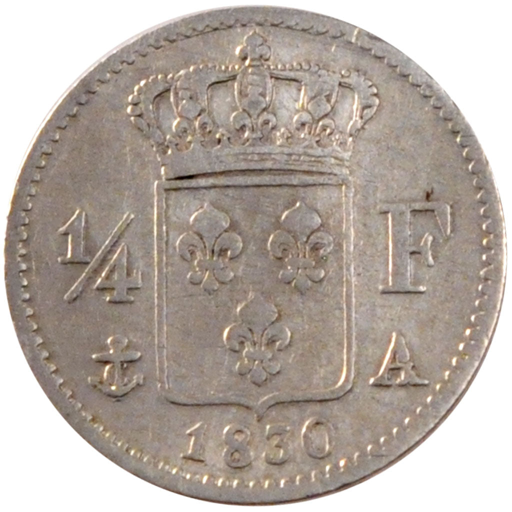 FRANCE, Charles X, 1/4 Franc, 1830, Paris, KM #722.1, EF(40-45), Silver,...