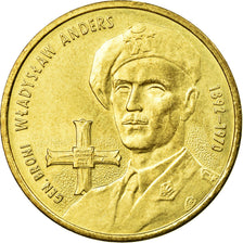 Coin, Poland, Gen. Wladyslaw Anders, 2 Zlote, 2002, Warsaw, EF(40-45), Brass