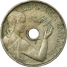 Coin, Spain, 25 Centimos, 1934, EF(40-45), Copper-nickel, KM:751