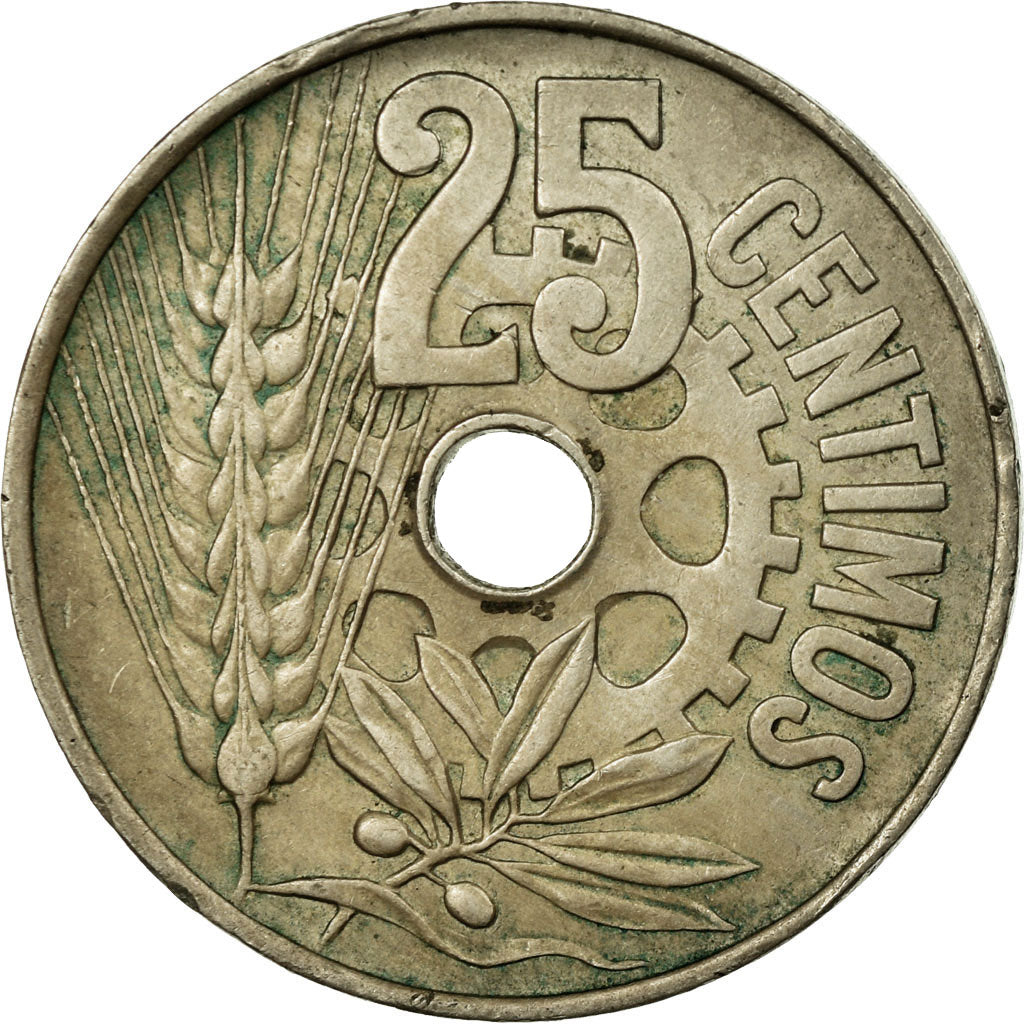 Coin, Spain, 25 Centimos, 1934, EF(40-45), Copper-nickel, KM:751