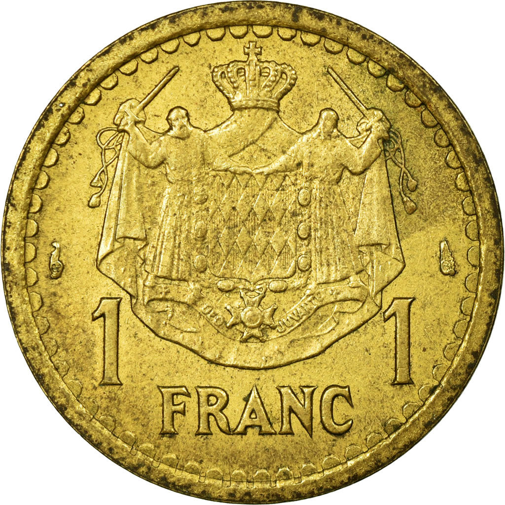 Coin, Monaco, Franc, Undated (1943), EF(40-45), Cupro-Aluminium, Gadoury:MC 132