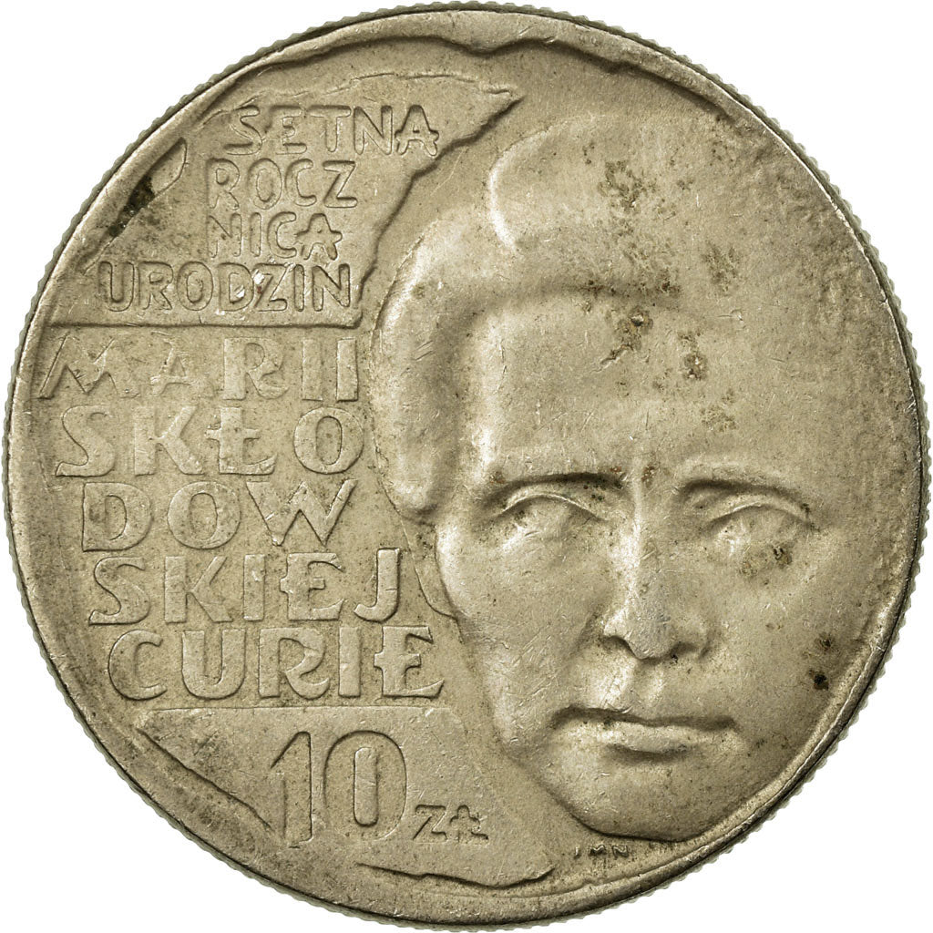 Coin, Poland, Centennial - Birth of Marie Sklodowska Curie, 10 Zlotych, 1967
