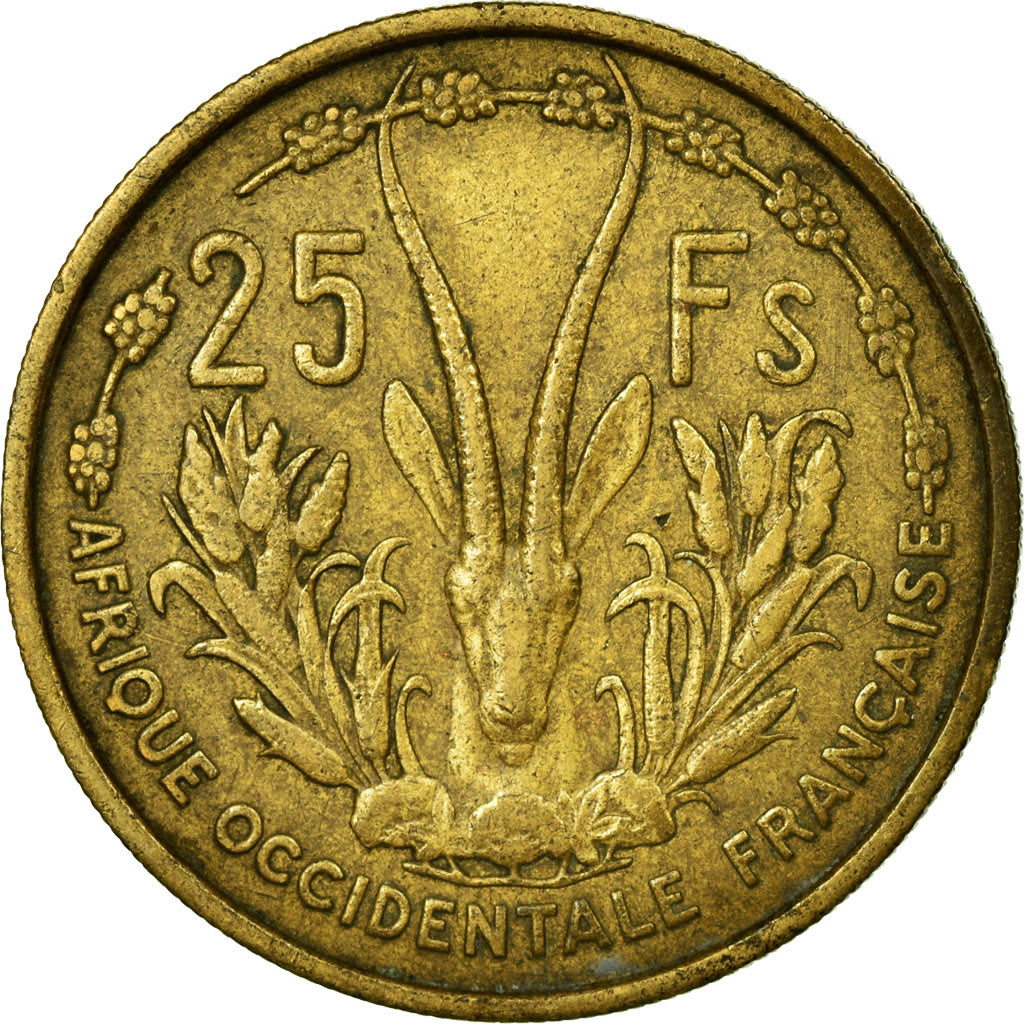 Coin, French West Africa, 25 Francs, 1956, EF(40-45), Aluminum-Bronze, KM:7