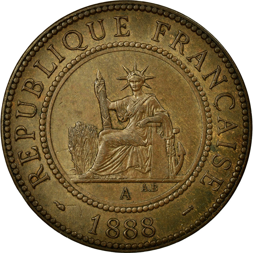 Coin, FRENCH INDO-CHINA, Cent, 1888, Paris, AU(55-58), Bronze, KM:1